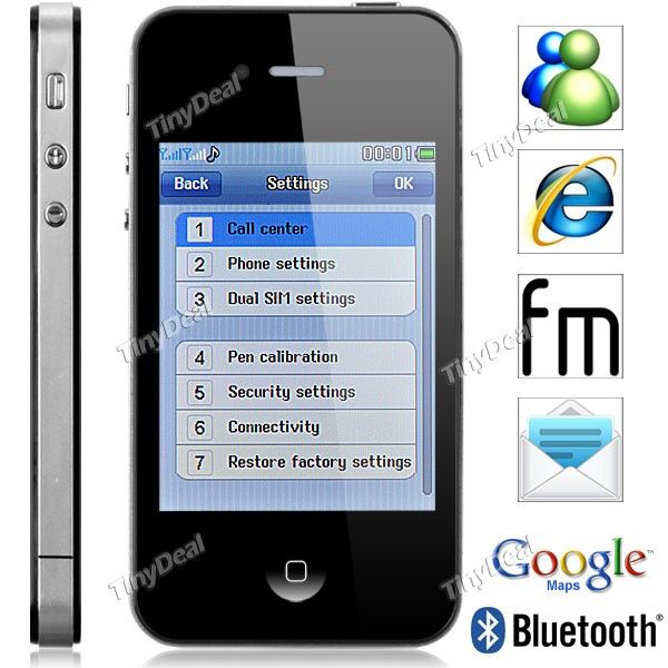 3.2" Touch Screen 2 SIM JAVA Bluetooth FM GPRS WAP MSN