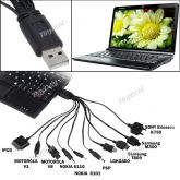 Cabo USB de Carga com 10 Adaptadores iPhone Samsung LG...