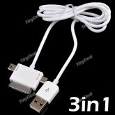 Cabo USB 3 em 1 Dados e Carga para iPhone, iPod e Celular